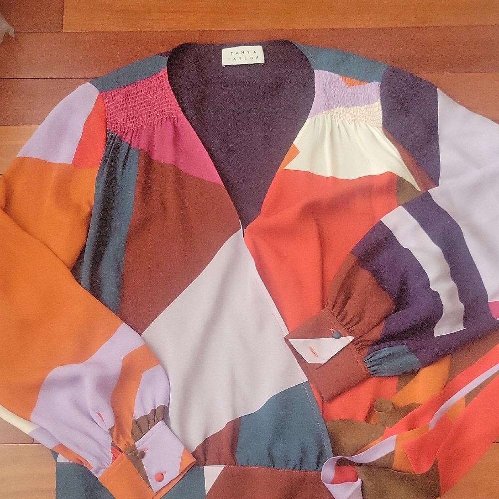 Tanya Taylor Silk Colorful Blouse